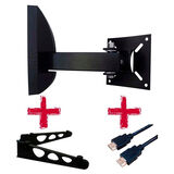 Suporte Bi-Articulado de Parede Brasforma SBRP-136 para TVs LCD. LED. Plasma e 3D de 10 a 55 + Suporte DVD + Cabo HDMI