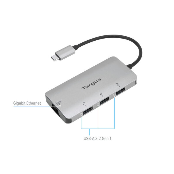 Adaptador Targus Ethernet USB-C com 3 portas USB-A ACA959USZ - Cinza image number null