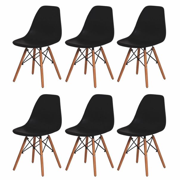 Kit 6 Cadeiras Charles Eames Eiffel Pretas image number null