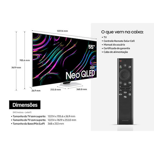 Smart TV 65 Pol Neo QLED 4K 65QN83B Mini LED Tela sem limites Design Slim Samsung - Prata - Bivolt image number null