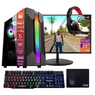 Computador Gamer Tob Ryzen 5 4600g Ssd 240gb 8gb Windows 10 Pro Trial  Teclado/mouse  Mouse Pad  Headset E Monitor 23 image number null