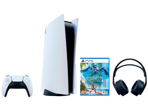 PlayStation 5 825GB 1 Controle Sony + Headset Gamer Sony Pulse 3D + Horizon Forbidden West image number null