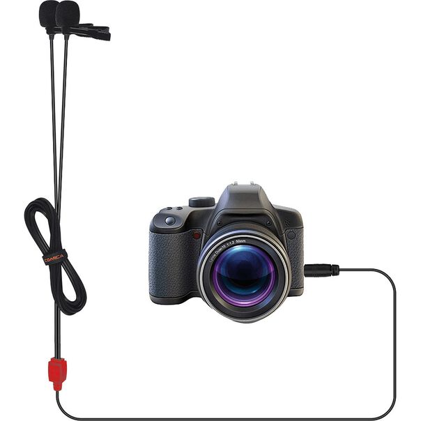 Microfones de Lapela Duplo Comica CVM-D02R Omnidirecional para Câmeras e SmartPhones (6.0m) image number null