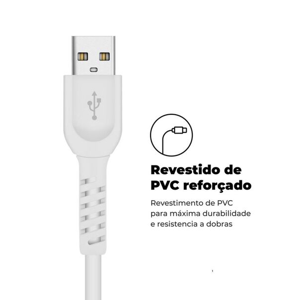 Cabo Dual Shock Micro USB V8 Branco - 1.2m - GShield image number null