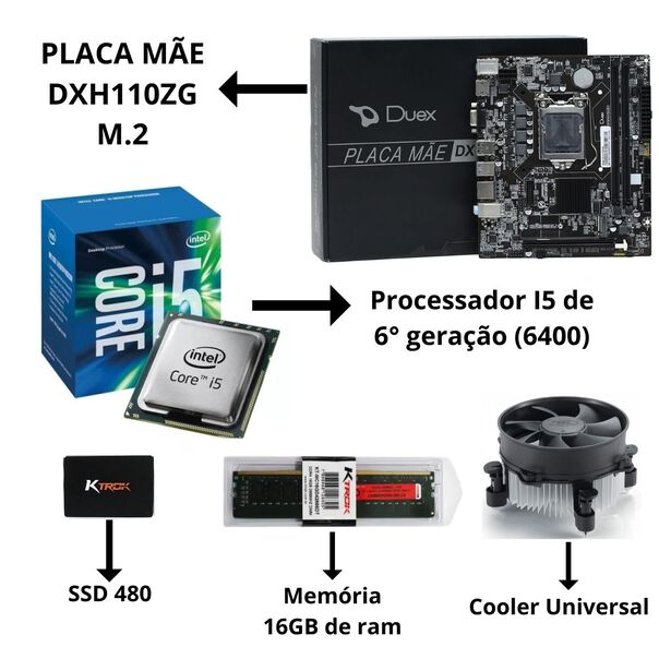 Computador Pc I5 16GB DDR4 480 SSD 6°Geração Win10 Pro image number null