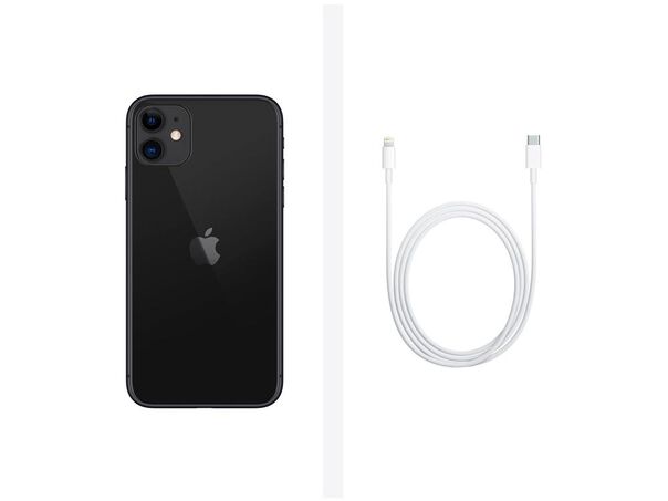 iPhone 11 Apple 128GB Preto 6 1” 12MP iOS + Cabo de Lightning para USB (2m) Apple Original - Preto image number null