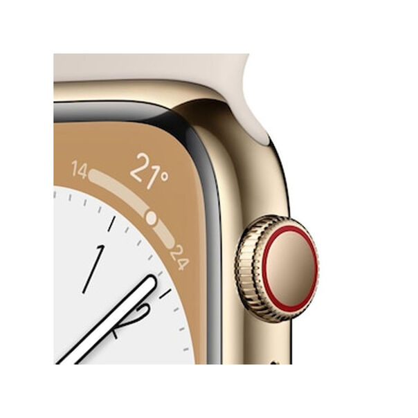 Apple Watch Series 8 GPS + Cellular Caixa de Aço Inoxidável 41mm Pulseira Esportiva Estelar - Dourado image number null