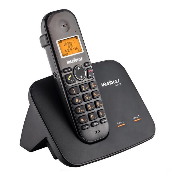Telefone sem Fio Digital Intelbras TS5150 com Entrada para 2 Linhas Preto image number null