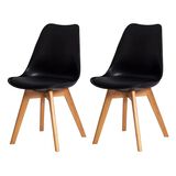 Kit 2 Cadeiras Saarinen Wood Pretas - Preto