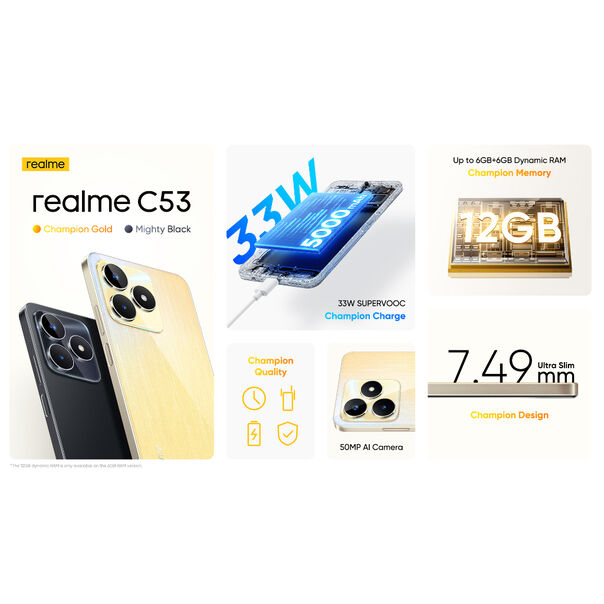 Realme C53 6gb Ram +128gb Cam 50mp Tela 6.74 Carregador 33w Dual Chip - Dourado image number null