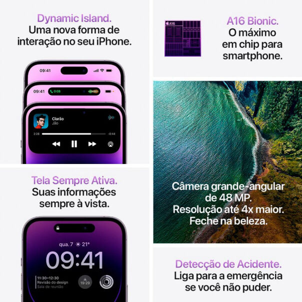 IPhone 14 Pro Max com iOS 16 1TB com Carregador - Preto - Bivolt image number null