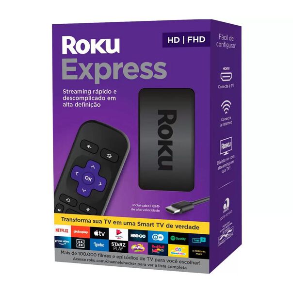 Roku Express - Dispositivo Streaming Player. Full HD. HDMI. Conversor Smart TV. com Controle Remoto - Preto image number null