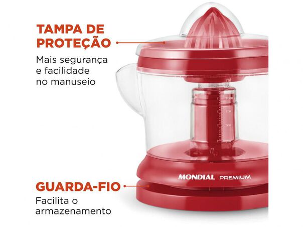 Espremedor de Frutas Mondial Red Premium E-23 30W 1 25L Vermelho - Vermelho - 220V image number null