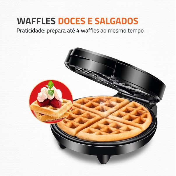 Máquina de Waffle Mondial Pratic Waffle GW-01 GRILL WAFFLE-127V-PRETO-INOX image number null