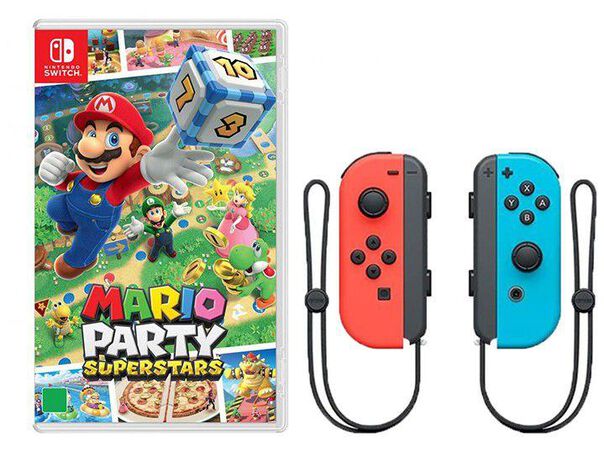 Kit Controle para Nintendo Switch sem Fio Joy-Con Vermelho e Azul + Mario Party Superstars image number null