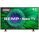 Smart TV 43 LED Roku R5500 FHD Wifi Dual Band 3 HDMI 1 USB com Controle por Aplicativo Semp - Preto - Bivolt