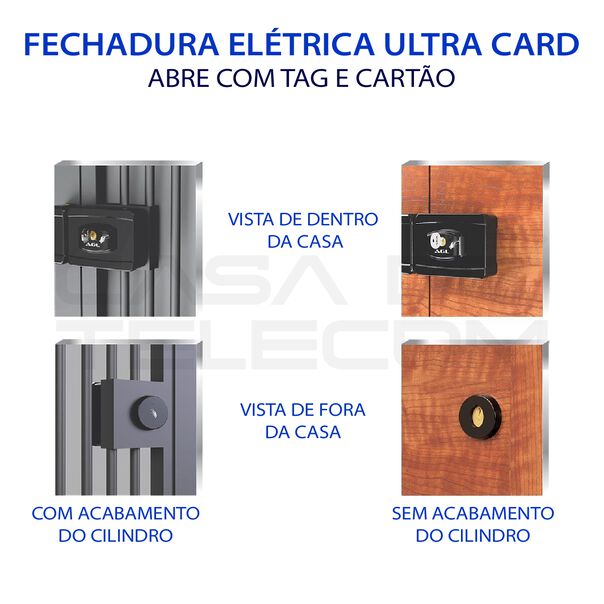 Fechadura Elétrica Agl Ultra Card Ch.Simp Preta image number null