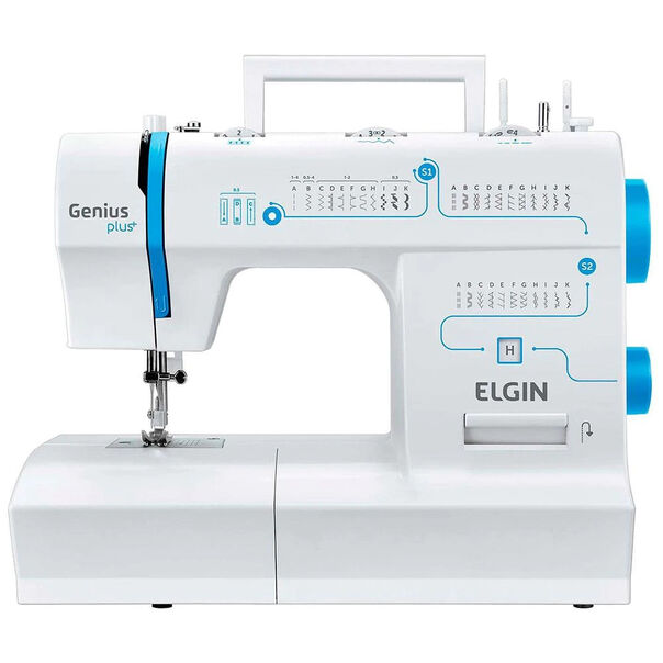 Máquina de Costura Genius Plus JX-4035 Elgin - Branco com Azul - 220V image number null