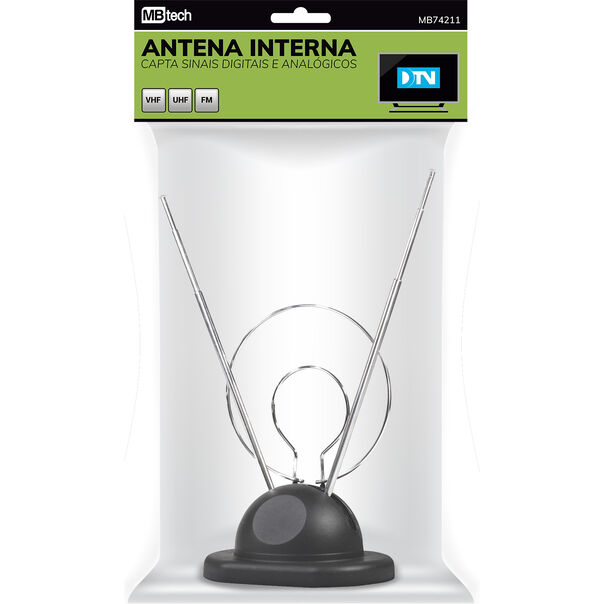 Antena Interna Para Sinal Digital VHF UHF FM MBTech MB4211 image number null