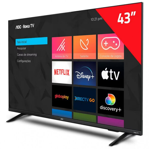 Smart TV 43 Full HD 43S5135-78G Roku TV Dolby Digital AOC - Preto image number null