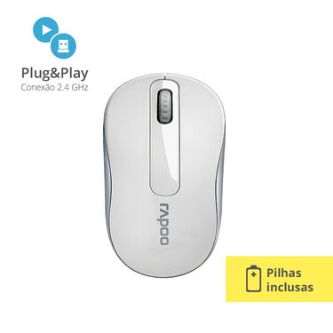 Mouse Rapoo 2.4 ghz White s/ Fio Pilha Inclusa M10 - RA008 RA008 image number null
