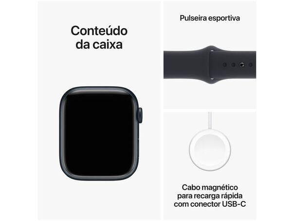 Apple Watch Series 9 GPS Caixa Meia-noite de Alumínio 45mm Pulseira Esportiva Meia-noite M-G  - GPS - Meia-noite - M-G - 45mm image number null