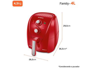 Fritadeira Elétrica sem Óleo-Air Fryer Mondial AFN40FR Vermelha 4L com Timer - Vermelho - 110V image number null