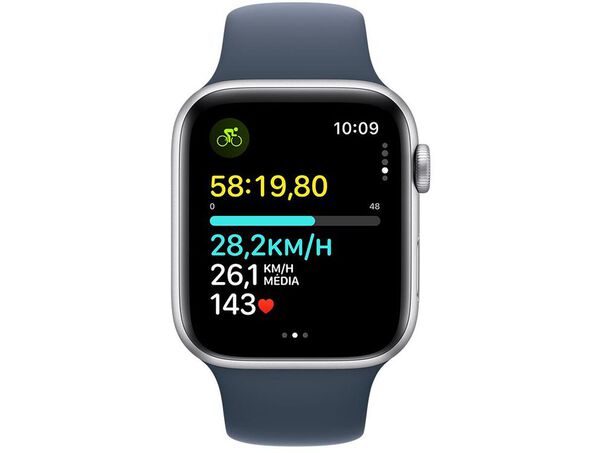 Apple Watch Se Gps + Cellular Caixa Prateada De Alumínio 44mm Pulseira Esportiva Azul-tempestade P-m  - Prateado image number null