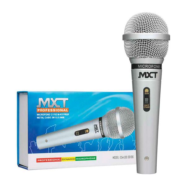 Microfone MXT M-1138 Prata Metal com Fio 3 Metros 541020 image number null