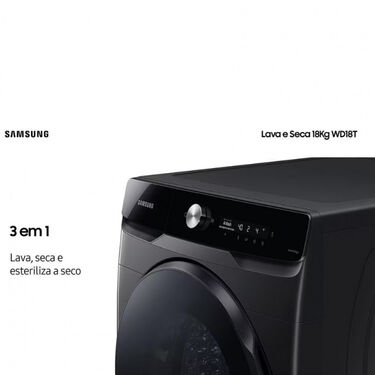 Lava e Seca Samsung WD18T Black Inox Smart com Digital Inverter e Ecobubble WD18T6500GV 18 e 10 kg - Preto - 220V image number null