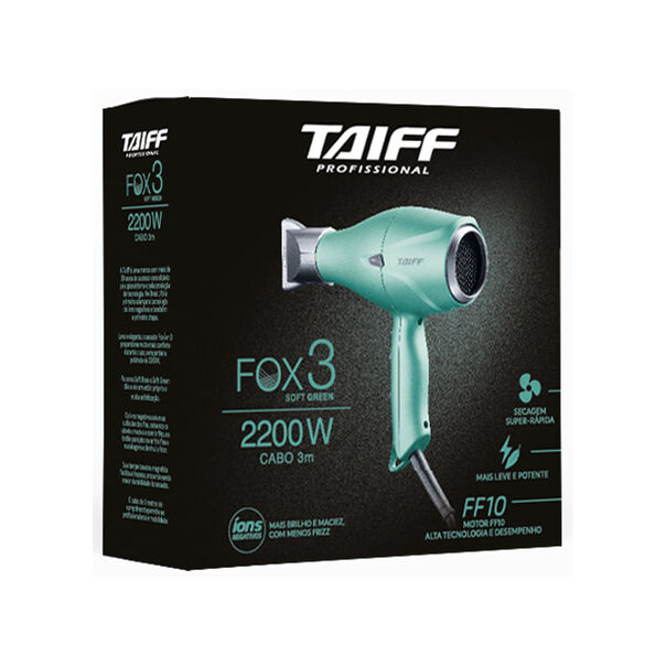 Secador de Cabelos Taiff Fox Íon 3 Soft Green 2200W Pro 110V image number null
