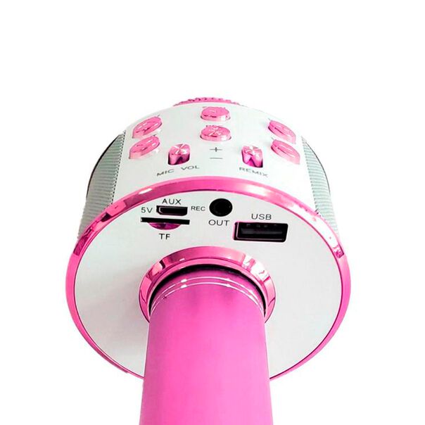 Microfone Bluetooth Karaokê Sem Fio Recarregável Rosa Pink image number null