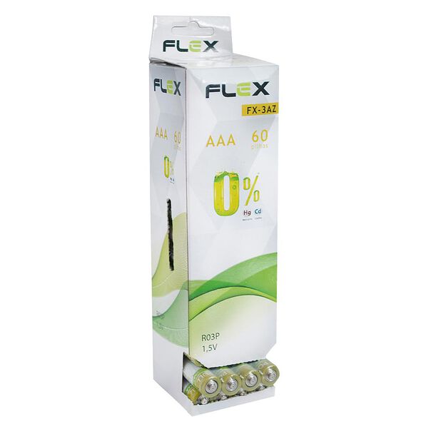 Tubo 60 Pilhas FLEX AAA Zinco 15 PACKS com 4 Unidades image number null