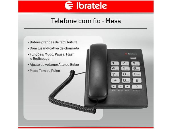 Telefone com Fio Ibratele 04566  - Preto image number null