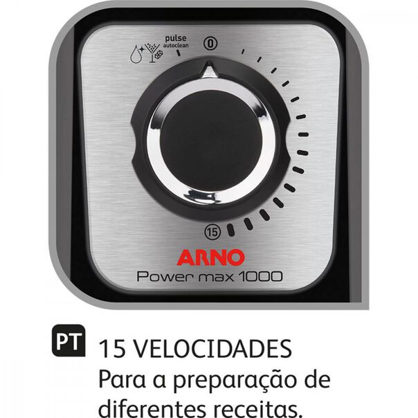 Liquidificador Arno Power Max 15 Velocidades 1000W LN55 - Preto - 110v image number null