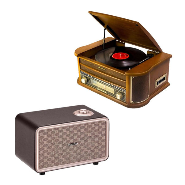 Combo Retrô - Vitrola Multifuncional ObaVintage Plus Obabox e Caixa de Som Bluetooth Speaker Presley Pulse – 27688K 27688K image number null