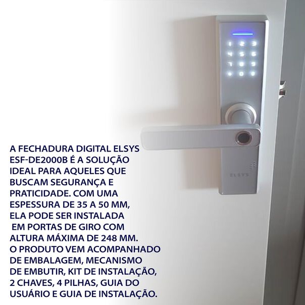 Fechadura Digital de Embutir com Biometria Esf-De2000b - Prata image number null