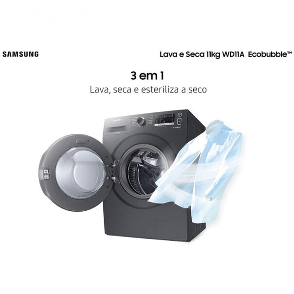 Lava e Seca Samsung WD11A 3 em 1 Look com Ecobubble e Lavagem a Seco WD11A4453BX 11 kg - Inox - 110V image number null
