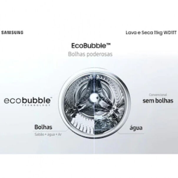 Lava e Seca Samsung WD11T 3 em 1 Ecobubble e Lavagem Inteligente WD11T504DBX 11Kg - Inox Look - 220V image number null