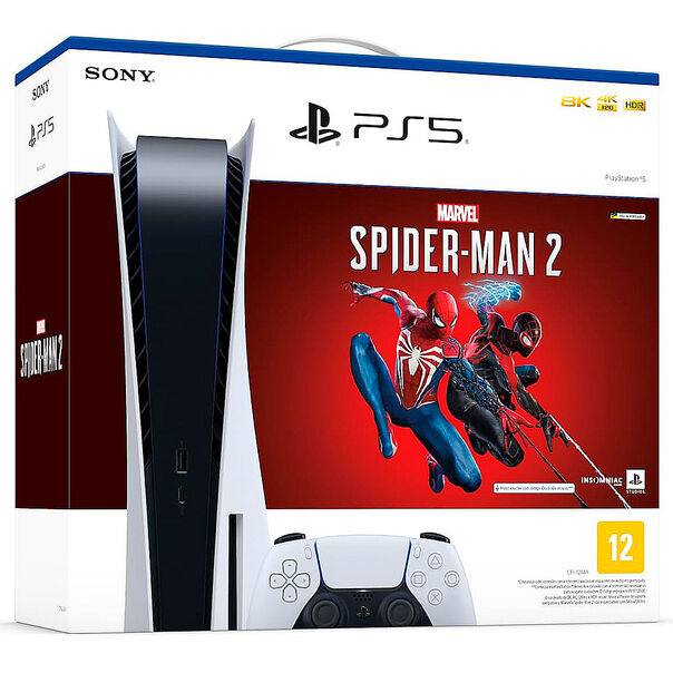 PlayStation 5 Standard Edition Branco + Marvels Spider Man 2 + Controle Sem Fio Dualsense Branco image number null
