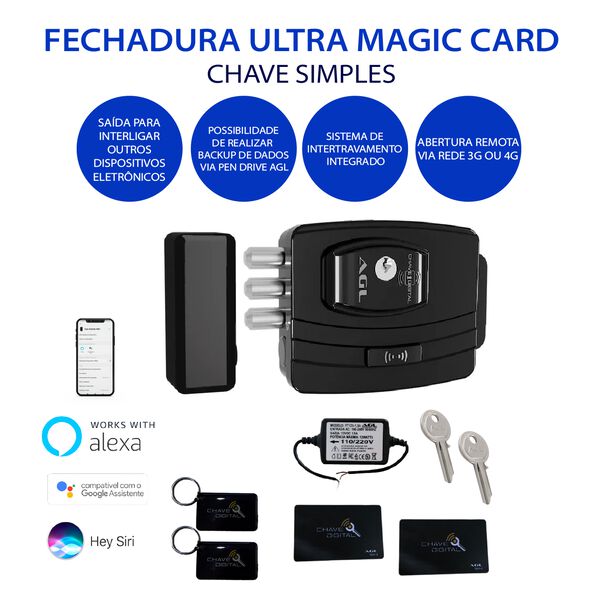Fechadura Eletrônica Agl Ultra Magic Card Preta image number null