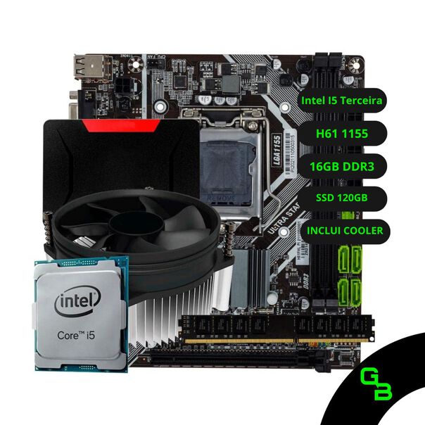 Kit Upgrade Intel I5 Terceira H61 Ram 16GB DDR3 SSD 120GB image number null