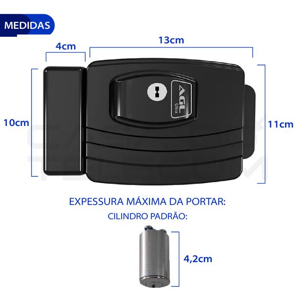 KIT 2 FECHADURAS ELETRONICAS AGL ULTRA CARD PRETA - 42MM CHAVE E-CODE + 15 TAGS EXTRAS image number null