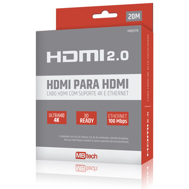 Cabo HDMI Macho 2.0 Suporte 4K Ethernet Com Filtro 20 Metros image number null