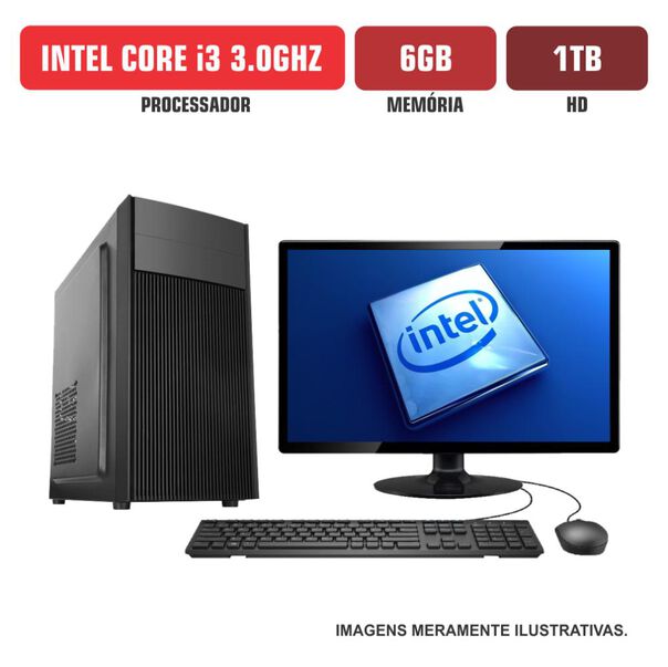 Computador Spread Corp IntelCore i3 6Gb HD 1Tb Com Kit e DVDRW Monitor 21” Windows 10 image number null
