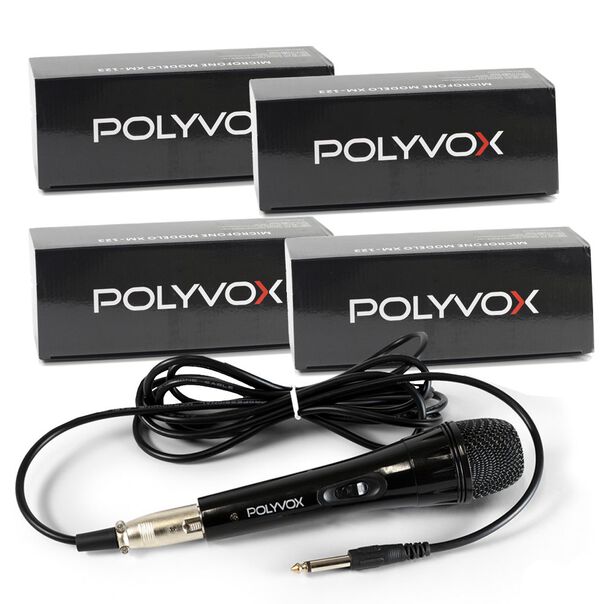 4 Microfones Dinâmicos Profissionais Preto com Fio Polyvox image number null