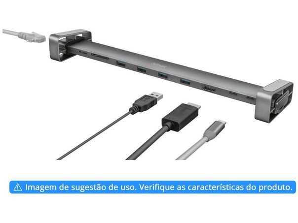 Adaptador USB Multiportas 10 em 1 HDMI 10cm Trust Dalyx 23417 image number null