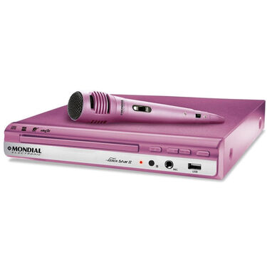 DVD Player Fashion Star II D-16 com Karaokê. Entrada USB e Ripping Mondial - Rosa image number null