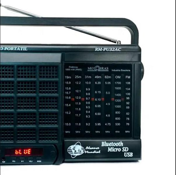 Radio Portatil 7 AM FM OC 1000W Bluetooth RMPU32AC Motobras image number null