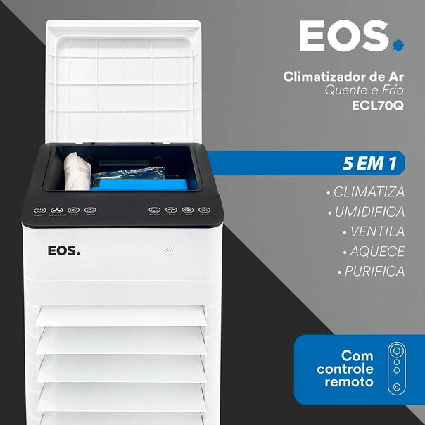 Climatizador de Ar Eos Reverso 7 Litros com Controle Remoto ECL70Q - Branco - 220V image number null